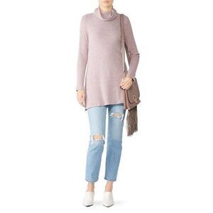 JOSIE NATORI Pink Knit Turtleneck Tunic SMALL